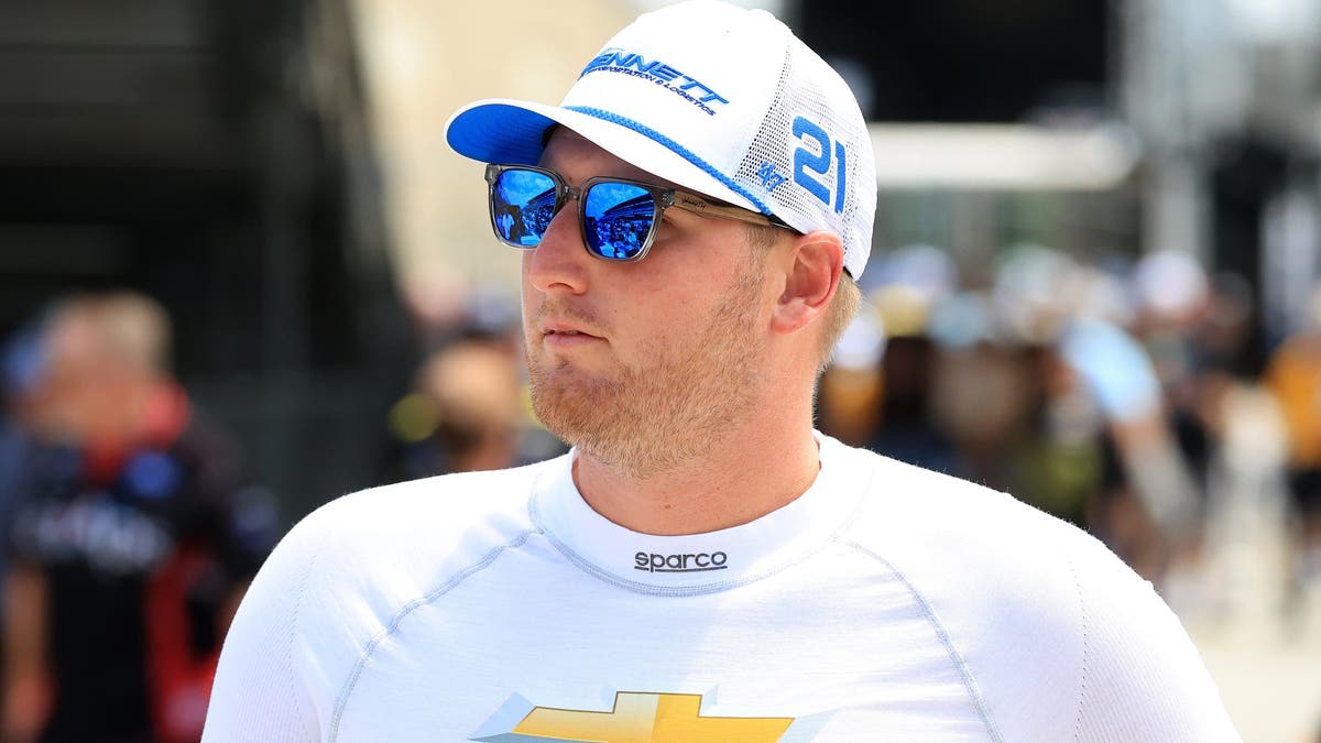 Austin Hill looks on during qualifying for the NASCAR Xfinity Series Pennzoil 250 at Indianapolis Motor Speedway