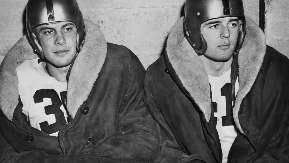 Doc Blanchard and Glen Davis on the bench during an Army-Villanova matchup.