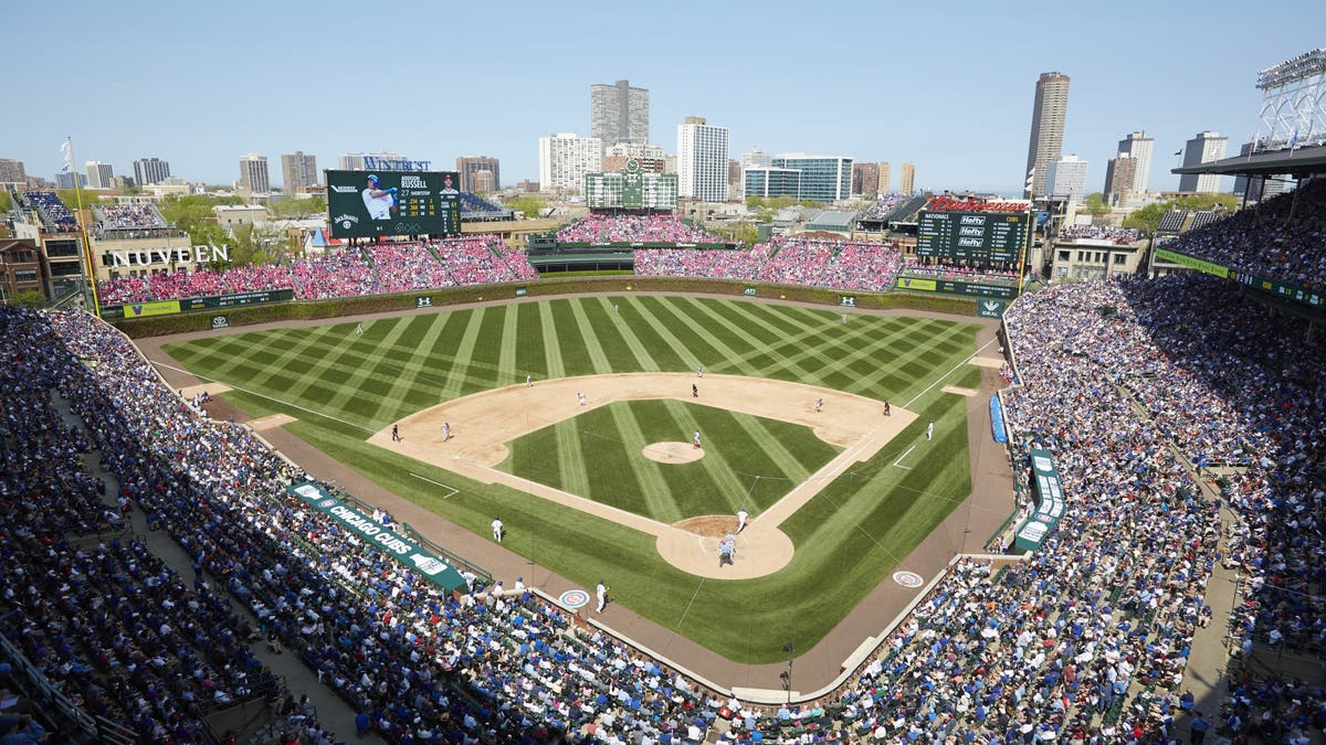 A general overhead view of Wrigley Field. (Photo by Stephen Green /Sports Illustrated via Getty Images)