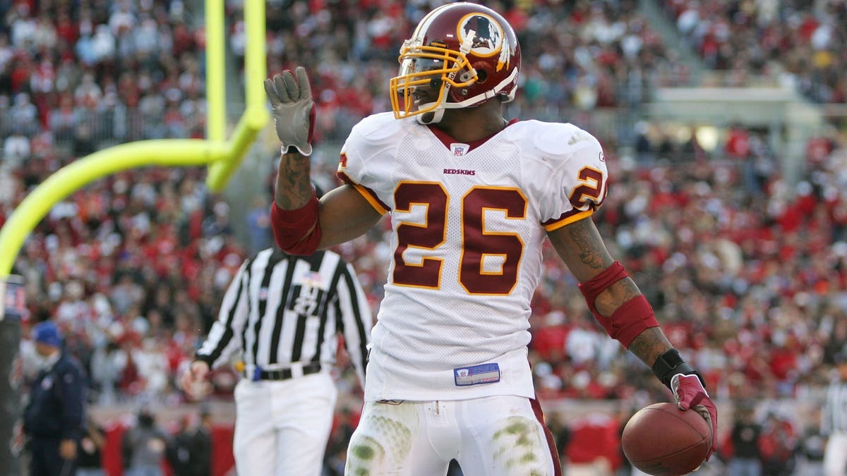 Clinton Portis #26 rushed for 1,200-plus yards in six seasons. (Photo by Streeter Lecka/Getty Images)