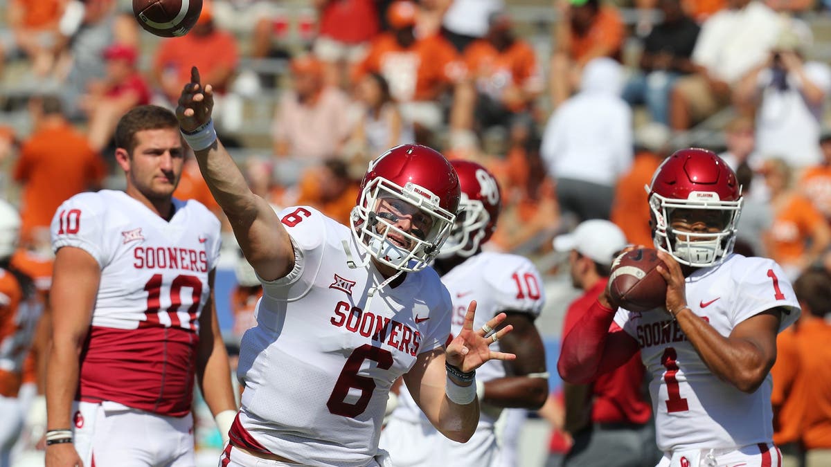 Baker Mayfield and Kyler Murray won back-to-back Heisman trophies for Oklahoma from 2017-18. (Photo by Richard Rodriguez/Getty Images)