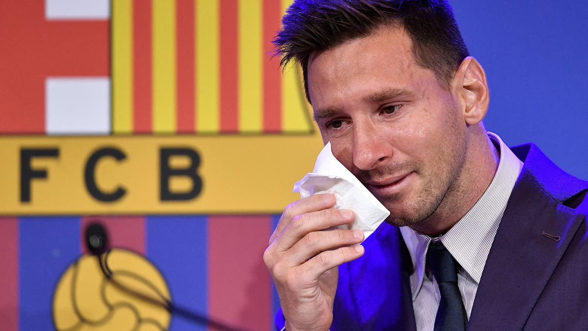 Lionel Messi's final moments back in 2021 with Barcelona saw him shedding tears. (Photo by Pau BARRENA / AFP) (Photo by PAU BARRENA/AFP via Getty Images)