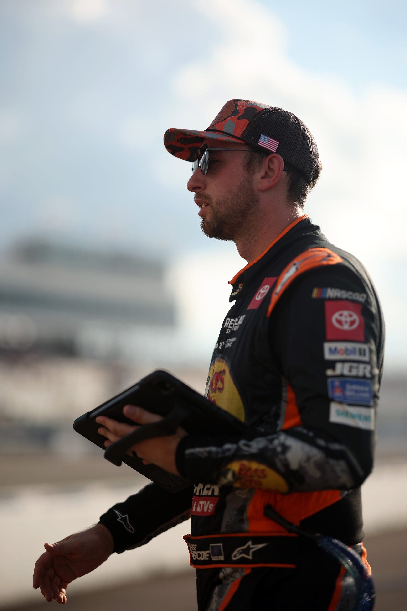 Chase Briscoe looks on during practice for the NASCAR Cup Series Cook Out 400