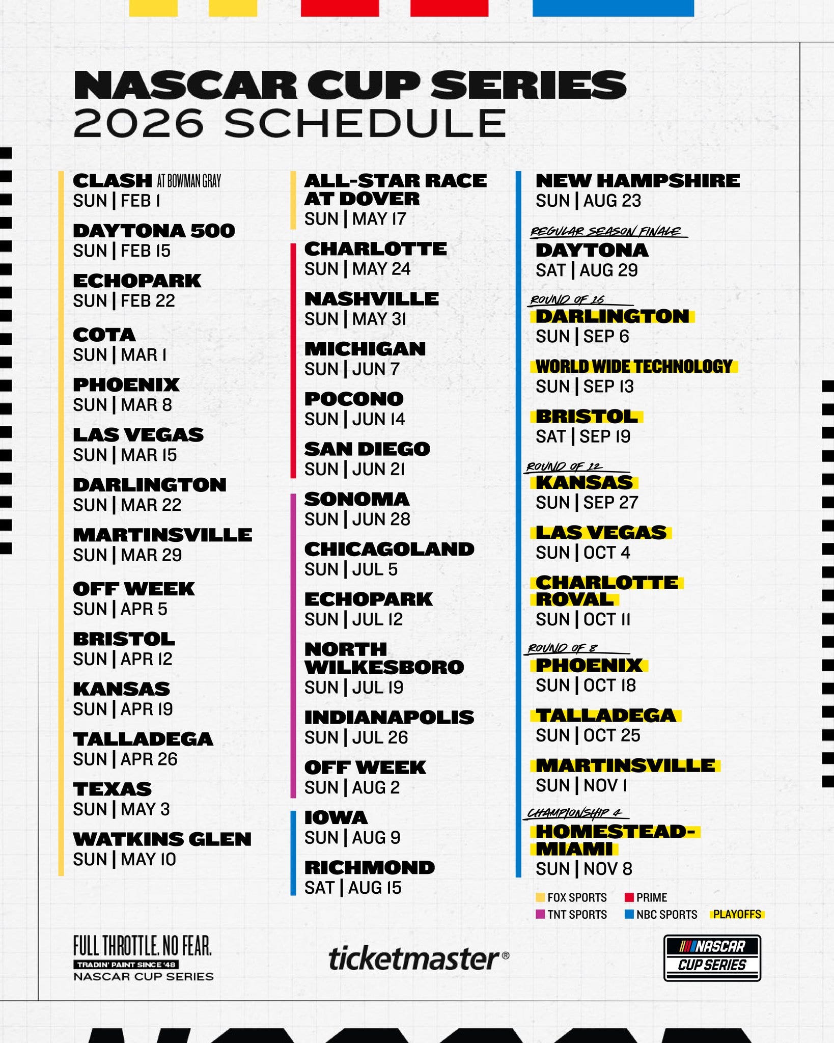  NASCAR Announces 2026 Schedule: Chicagoland, San Diego Added; All-Star Motiv 