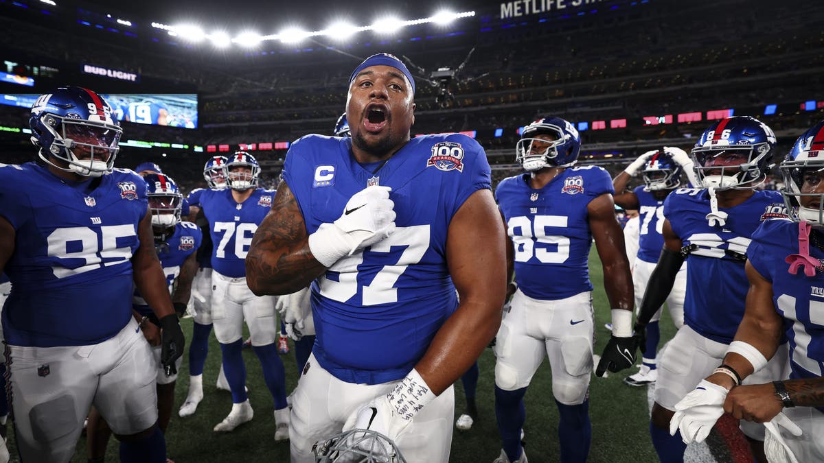 Dexter Lawrence was arguably the best defensive tackle in football last season, but he wasn't paid like it, making him even more valuable in hypothetical trade. (Photo by Kevin Sabitus/Getty Images)