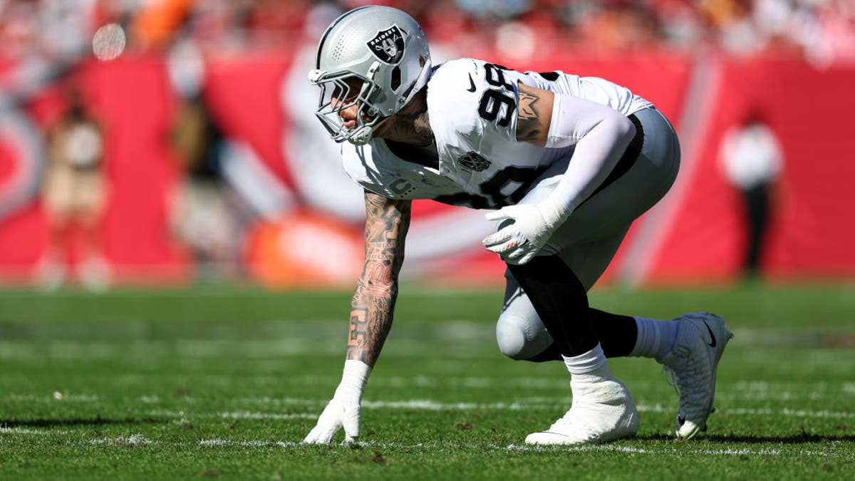 Maxx Crosby has led the NFL twice in tackles for loss. (Photo by Kevin Sabitus/Getty Images)