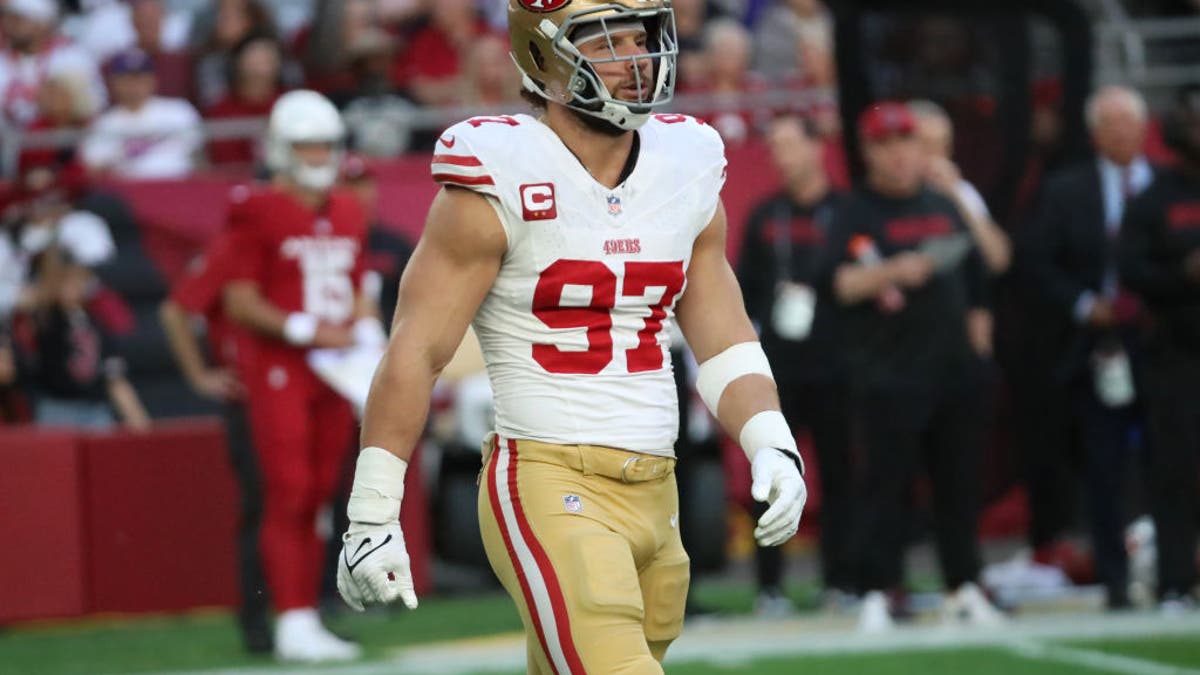 Nick Bosa, a five-time Pro Bowler, won AP Defensive Player of the Year in 2022. (Photo by Bruce Yeung/Getty Images)