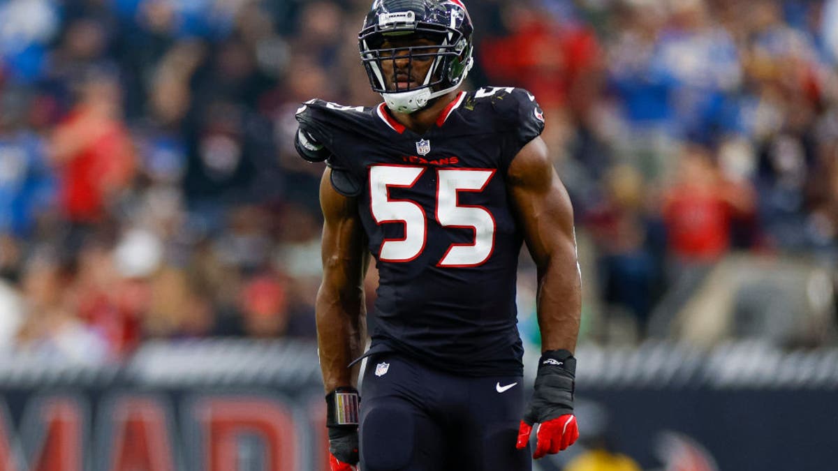 Danielle Hunter totaled 12 sacks in 2024 during his first season in Houston. (Photo by Brandon Sloter/Getty Images)