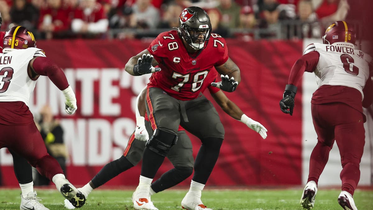 Tristan Wirfs has earned All-Pro honors at both right and left tackle. (Photo by Perry Knotts/Getty Images)
