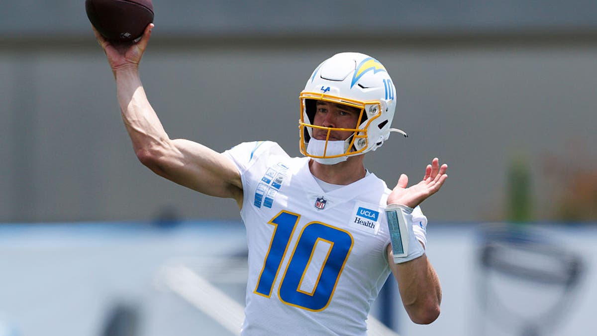 Justin Herbert #10 during mandatory minicamp at The Bolt in El Segundo, California on June 12, 2025. (Photo by Ric Tapia/Getty Images)