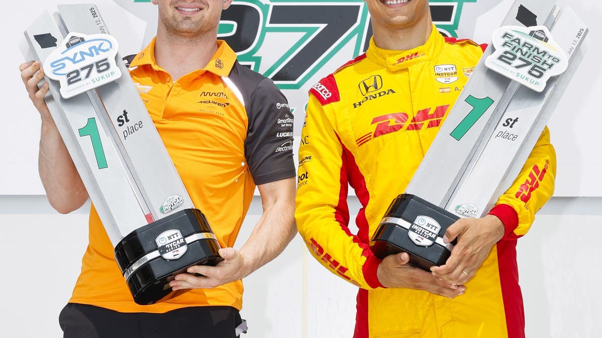 Pato O'Ward (left) is the only driver still mathematically alive who could derail Alex Palou's championship season.