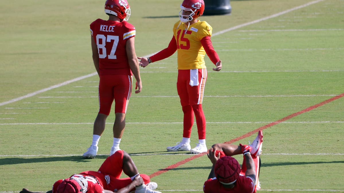 Travis Kelce and Patrick Mahomes are seeking answers about what went wrong at the end of the 2024 season. (Photo by Jamie Squire/Getty Images)
