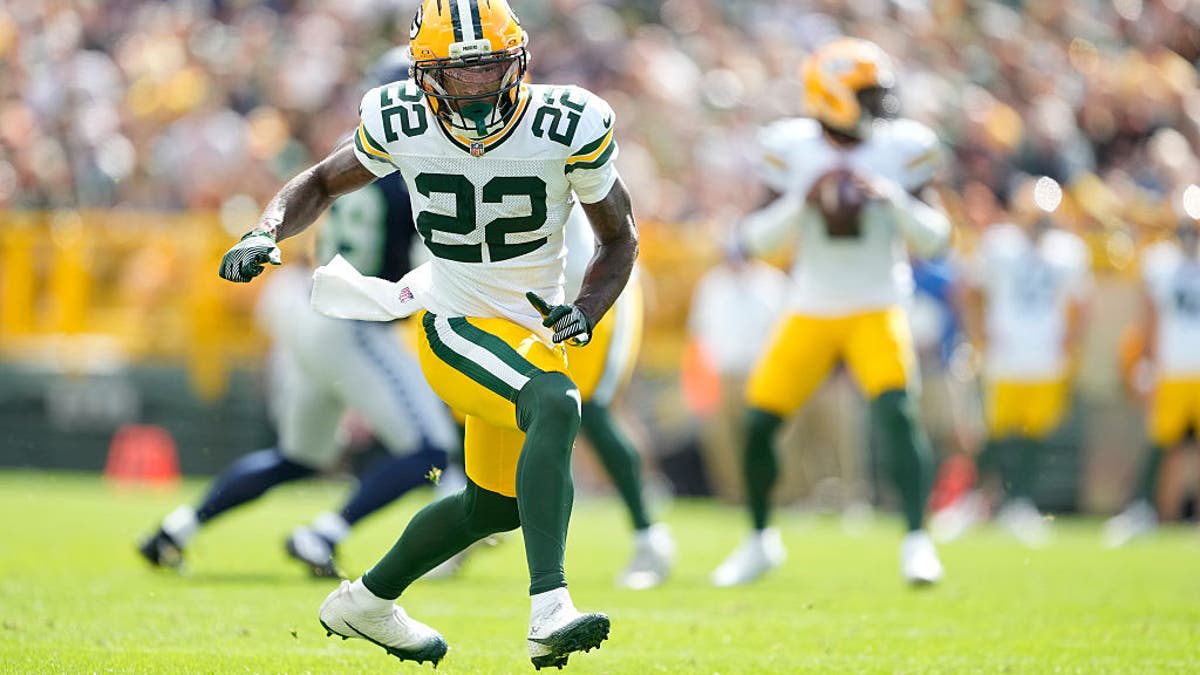 Packers first-round pick Matthew Golden in action against the Seahawks last weekend. (Photo by Patrick McDermott/Getty Images)