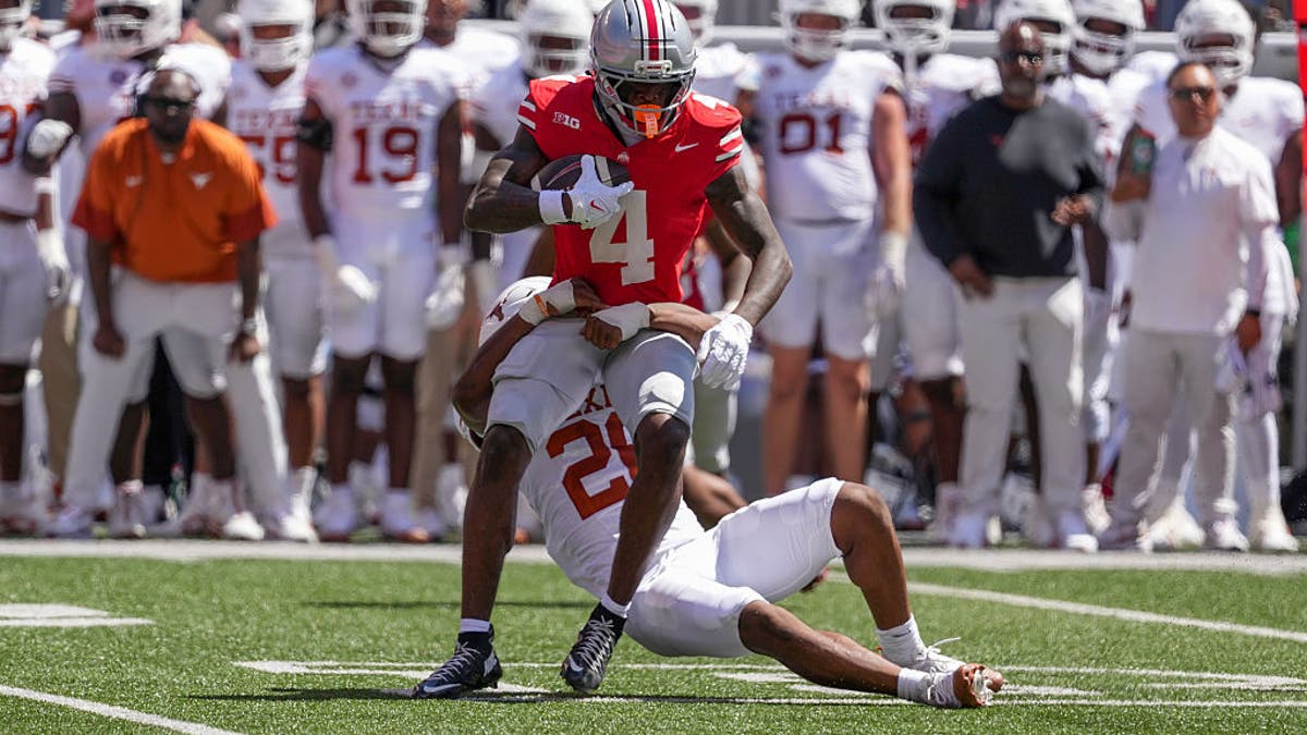 Jeremiah Smith led Ohio State in receiving yards as a freshman. (Photo by Jason Mowry/Getty Images)