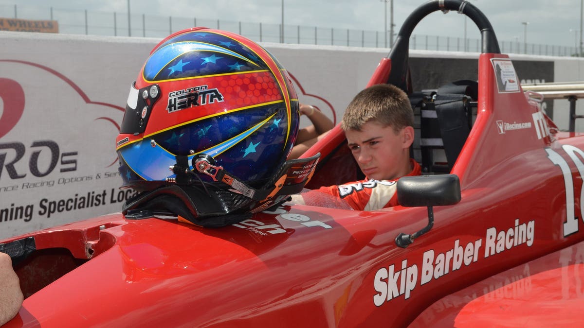 A young Colton Herta behind the steering wheel. (via Herta's Instagram)