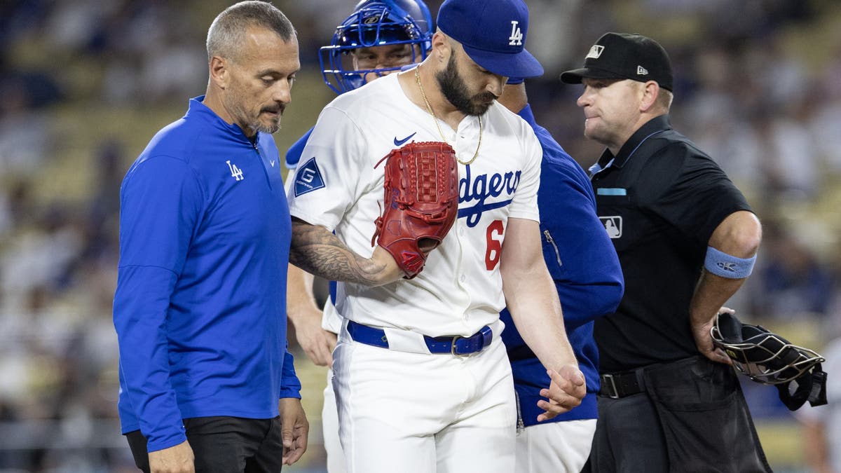 Dodgers reliever Tanner Scott remains sidelined but could soon return to face batting practice sessions. (Luke Johnson / Los Angeles Times via Getty Images)