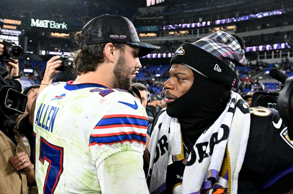 Can Josh Allen or Lamar Jackson take down the Chiefs and represent the AFC in the Super Bowl this season? (Photo by G Fiume/Getty Images)