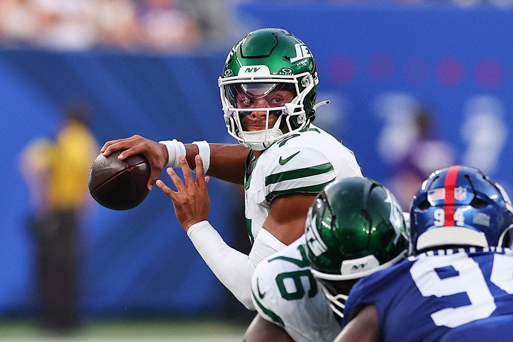 A first-round pick in 2021, Justin Fields is now with his third team, after stints with the Bears and Steelers. (Photo by Rich Graessle/Icon Sportswire via Getty Images)