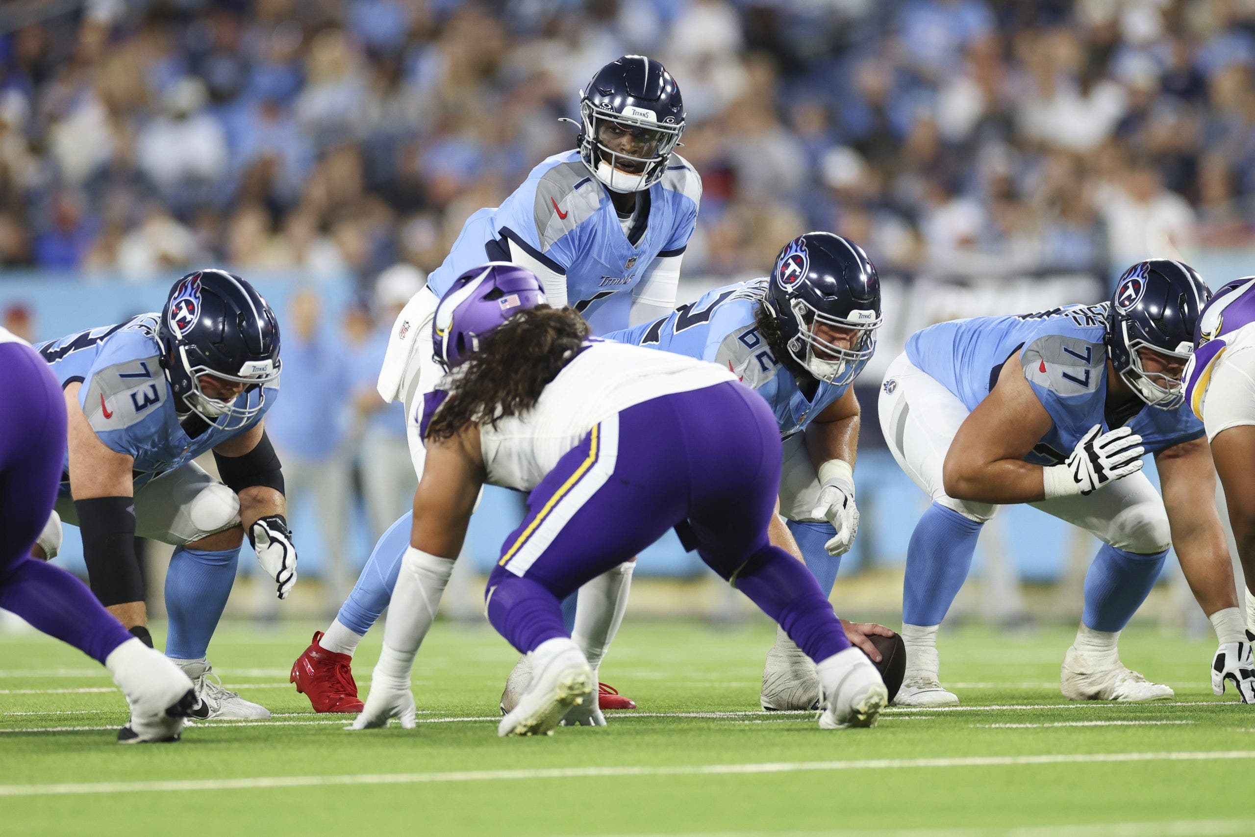 Cam Ward didn't throw a touchdown in the preseason, but the Titans liked what they saw out of the No. 1 overall pick. (Photo by Logan Bowles/Getty Images)