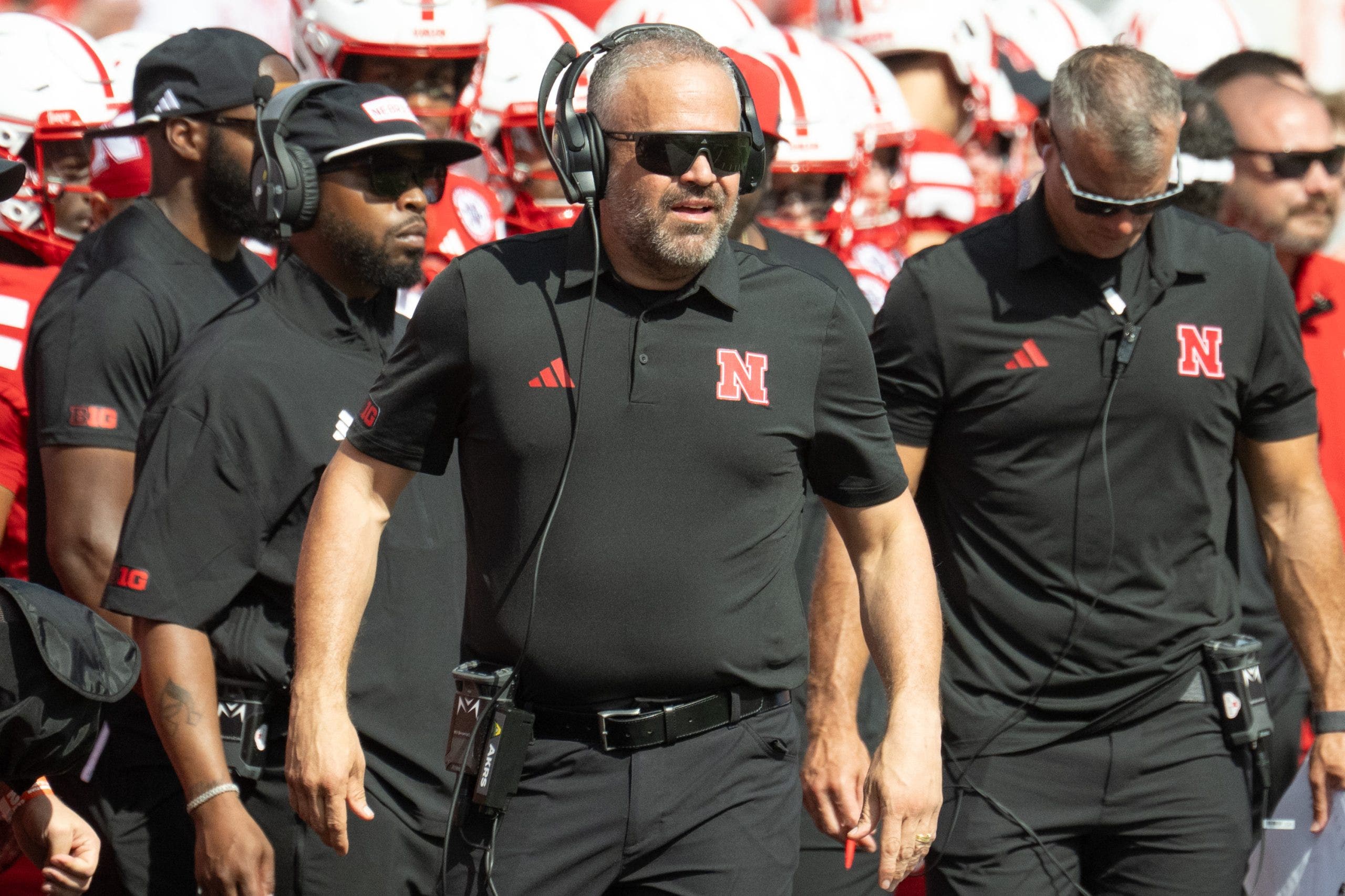 Head coach Matt Rhule of the Nebraska Cornhuskers watches action against the Houston Christian Huskies. (Photo by Steven Branscombe/Getty Images)