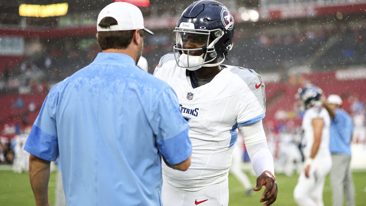 The Titans had the worst record in the NFL in 2024, which netted them the No. 1 pick and Cam Ward. But if he doesn't improve as the season goes along and Tennessee doesn't either, where would that leave second-year coach Brian Callahan? (Photo by Kevin Sabitus/Getty Images)