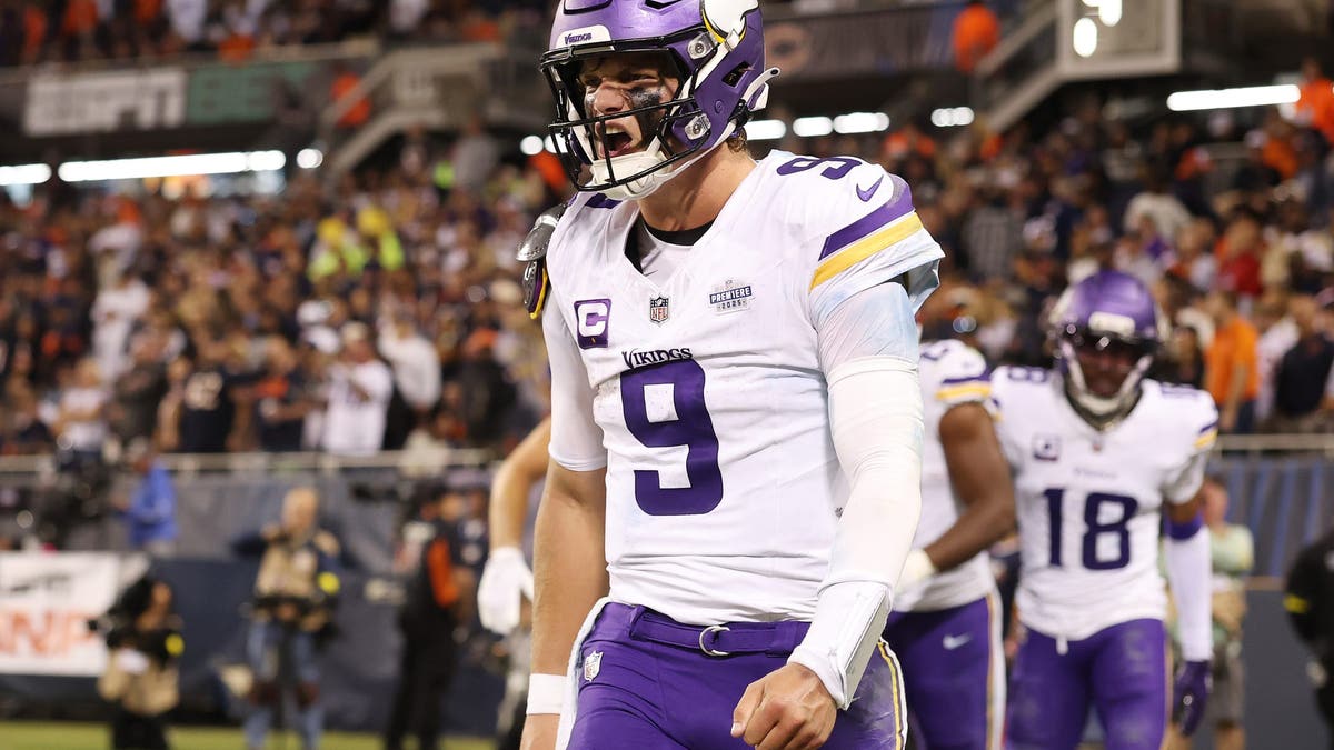 J.J. McCarthy became the first player in league history to be responsible for three touchdowns in the fourth quarter of his NFL debut. (Photo by Michael Reaves/Getty Images)