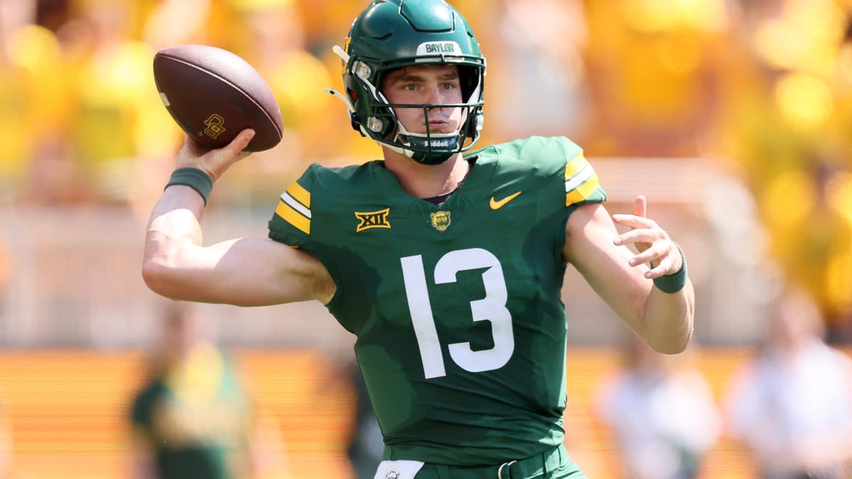 Sawyer Robertson #13 of the Baylor Bears throws a pass during the first half against Samford. (Photo by Sam Hodde/Getty Images)