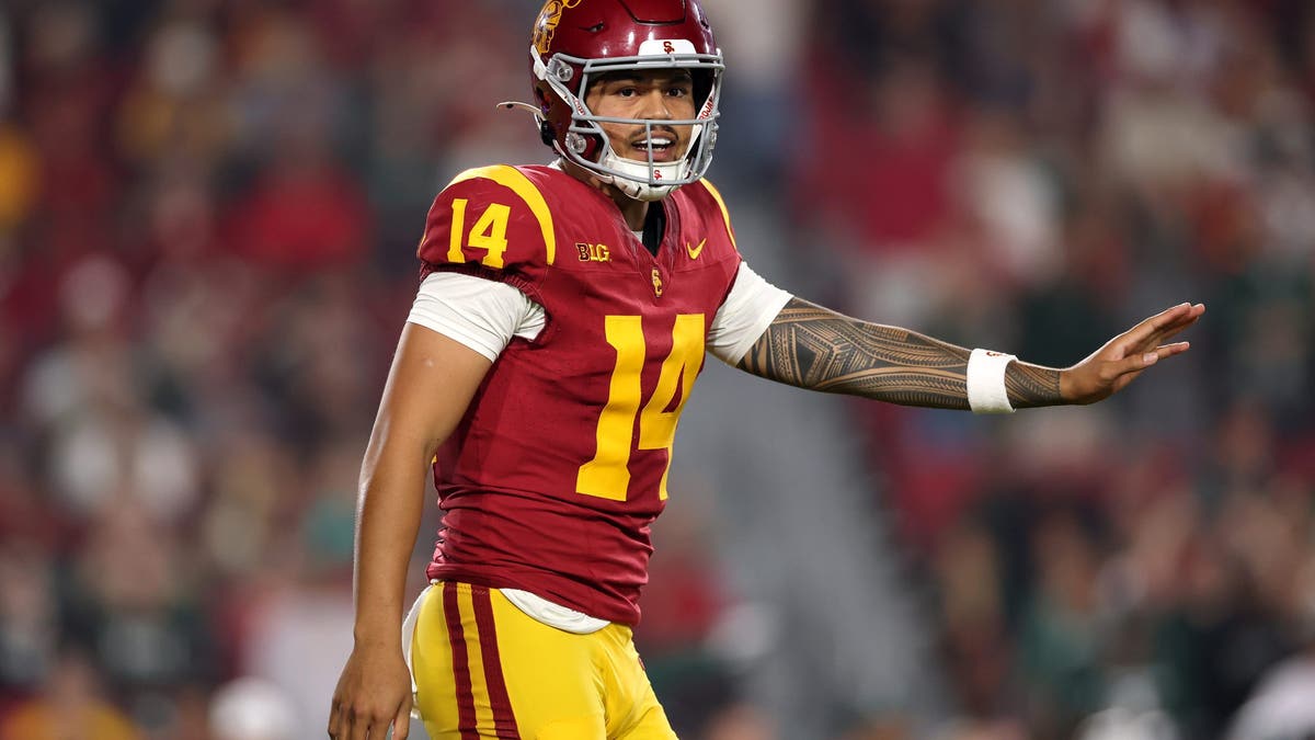 Jayden Maiava has helped USC have the second-best passing offense so far this season. (Photo by Luke Hales/Getty Images)