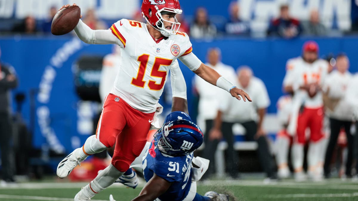 Patrick Mahomes narrowly avoided disaster on more than one occasion Sunday versus the Giants. (Photo by Kathryn Riley/Getty Images)