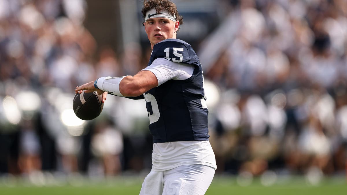 Drew Allar has thrown for 626 yards through the first three games of the season. (Photo by Scott Taetsch/Getty Images)