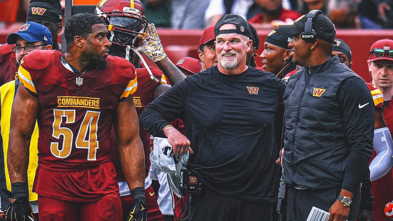 Commanders HC Dan Quinn Bloodied in Sideline Collision With QB Marcus Mariota