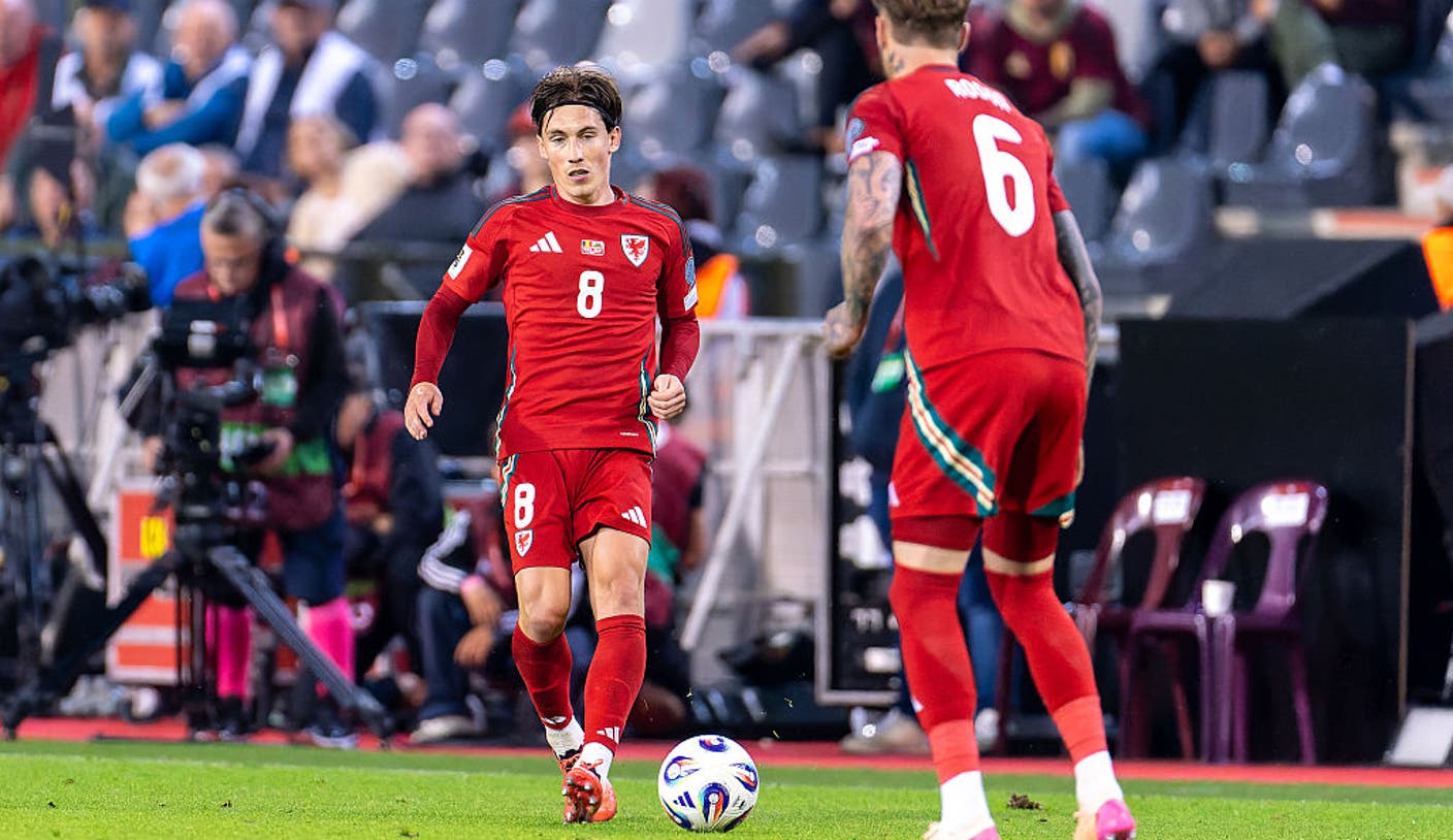 Kazakhstan vs. Wales players in action