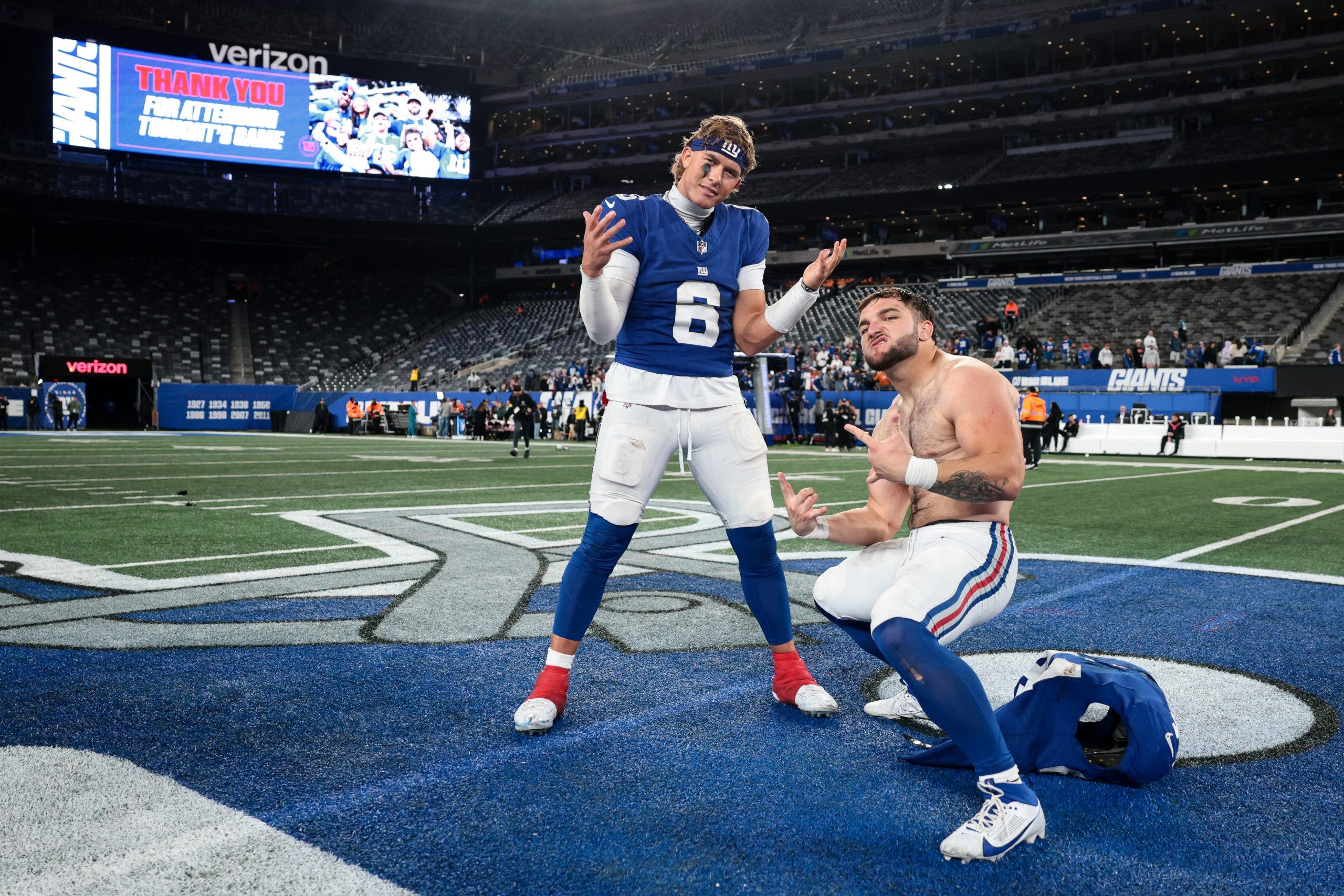 The Giants have strong building blocks in place in rookies Jaxson Dart and Cam Skattebo.
