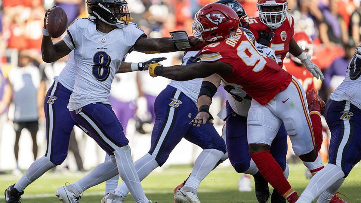 Lamar Jackson has the league's highest sack rate through Week 4 this season. (Tammy Ljungblad/The Kansas City Star/Tribune News Service via Getty Images)