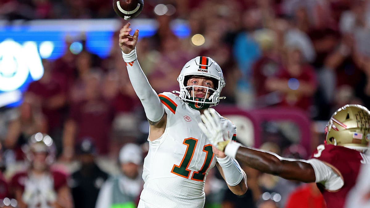 In a season of struggling college quarterbacks, Miami's Carson Beck is emerging as the cream of the crop at midseason. (Photo by Jason Clark/Getty Images)