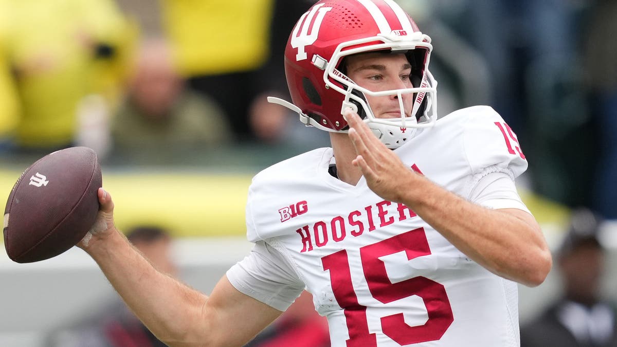 Fernando Mendoza has helped Indiana get out to a 6-0 start after transferring in from Cal. (Photo by Soobum Im/Getty Images)