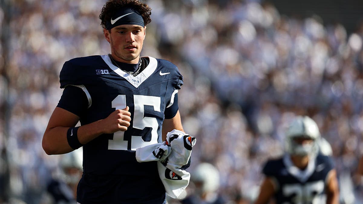 Drew Allar could try to return to Penn State on a medical hardship, but he's expected to be playing on Sundays next season. (Photo by Isaiah Vazquez/Getty Images)