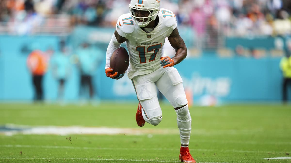 Jaylen Waddle has suddenly emerged as a trade candidate ahead of the deadline amid the Dolphins' rough season. (Photo by Perry Knotts/Getty Images)