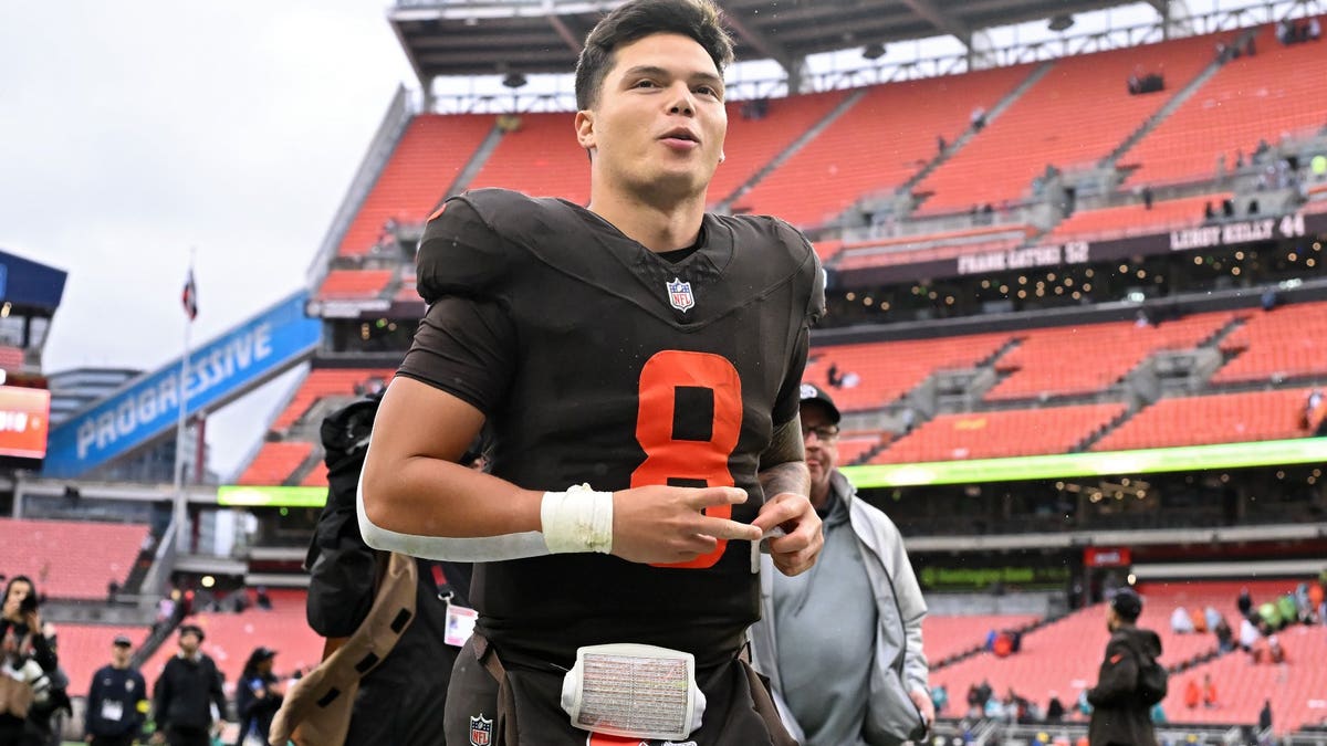 Dillon Gabriel is in the win column as the Browns' starting quarterback. (Nick Cammett/Getty Images)
