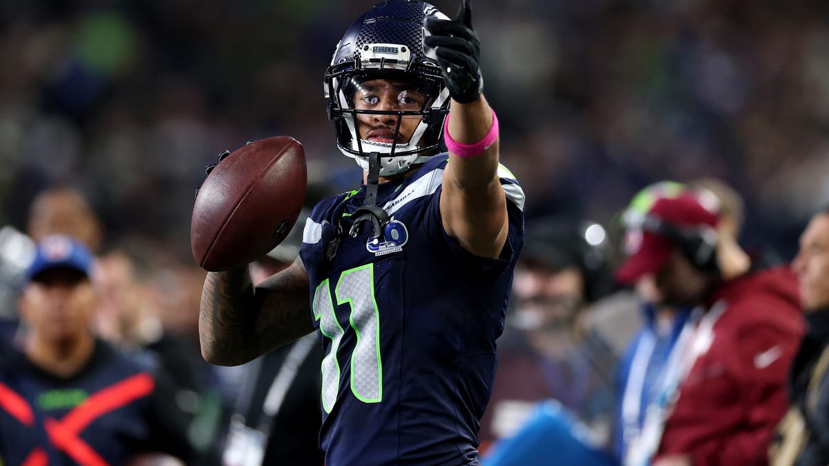 Jaxon Smith-Njigba leads the NFL in receiving yards by nearly 200 entering Week 8. (Photo by Steph Chambers/Getty Images)