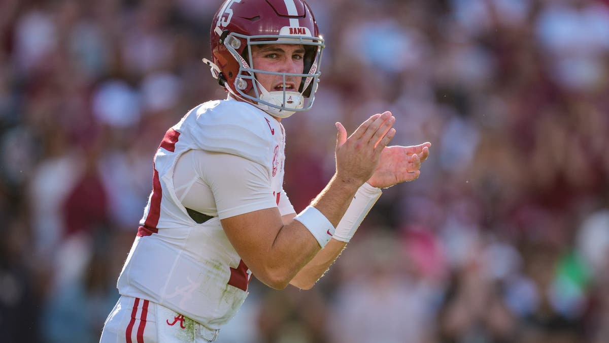 Ty Simpson has arguably been the best quarterback in college football this season, leading Alabama to four straight ranked wins before a close call at South Carolina. (Photo by Jacob Kupferman/Getty Images)