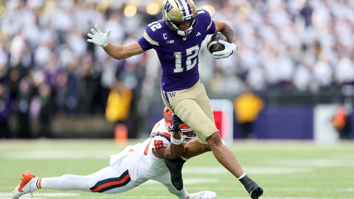 The Patriots should be in the market for a No. 1 receiver to pair with budding star QB Drake Maye. (Photo by Steph Chambers/Getty Images)