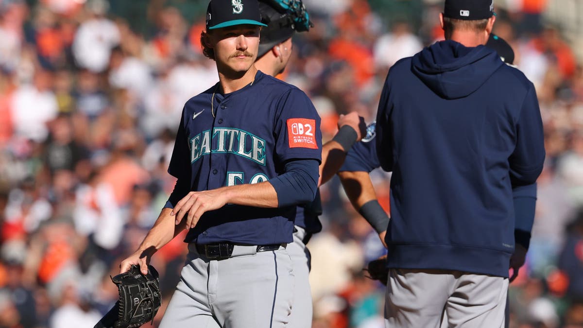 Bryce Miller initially held it down for the Mariners before the Tigers broke the game open.  (Photo by Gregory Shamus/Getty Images)