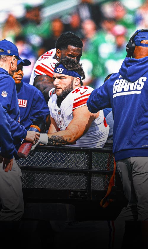 Cam Skattebo Gets Visit From Eagles' Big Dom After Season-Ending Ankle Injury