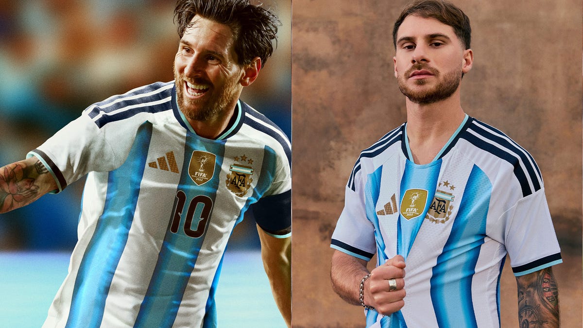 Lionel Messi and Alexis Mac Allister in the new Argentina kit (Courtesy: adidas)
