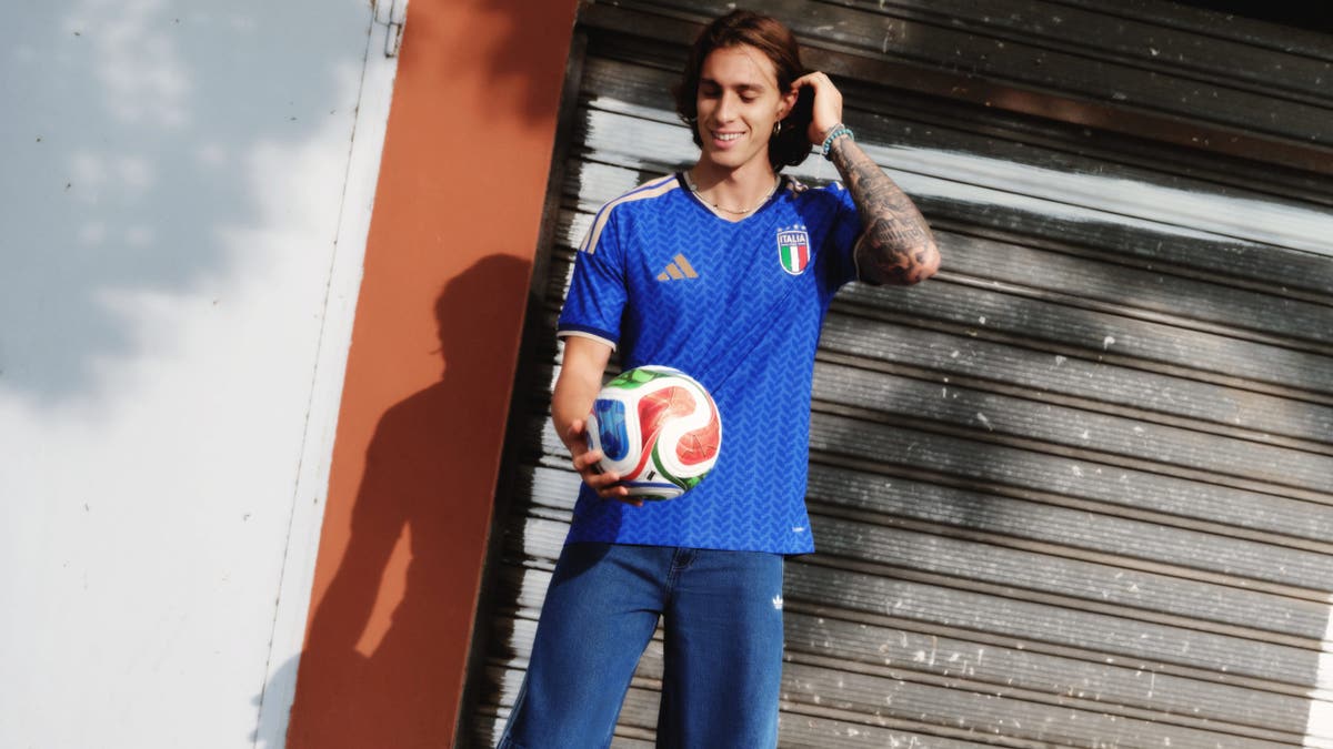 Riccardo Calafiori donning the Italy kit (Courtesy: adidas)