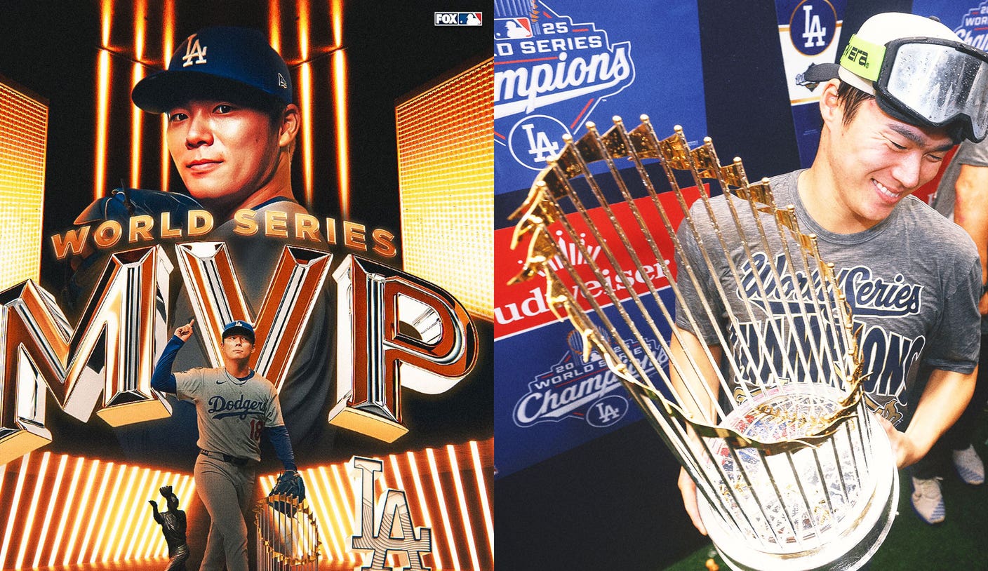 yoshinobu　メック2台 Yoshinobu Yamamoto Los Angeles Dodgers MVP number 18 cartoon 2