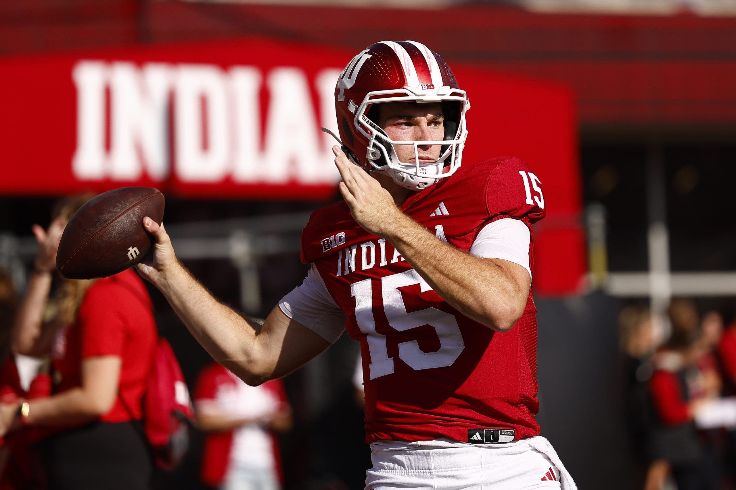 Indiana's Fernando Mendoza might be the frontrunner to be the first quarterback selected in the 2026 NFL Draft. (Photo by Jeffrey Brown/Icon Sportswire via Getty Images)
