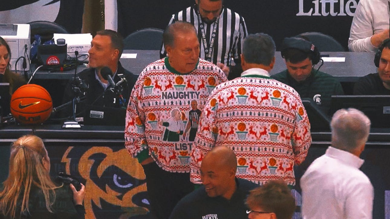 Tom Izzo Teases Ref With 'Naughty List' Ugly Christmas Sweater vs. Oakland