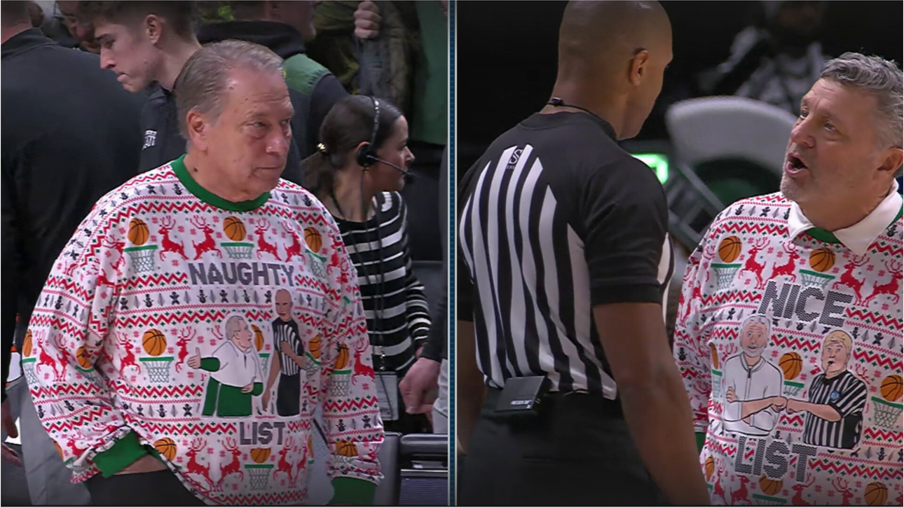Tom Izzo Teases Ref With 'Naughty List' Ugly Christmas Sweater vs. Oakland